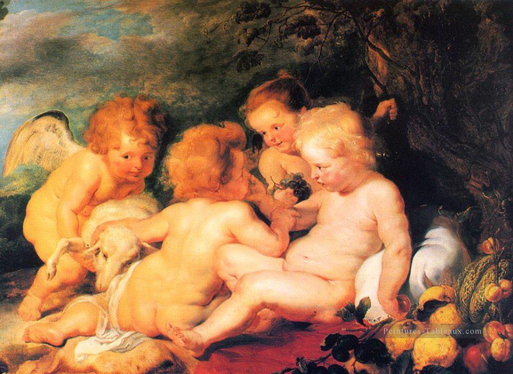 Christ et St John avec les anges Peter Paul Rubens Nu Peintures à l'huile